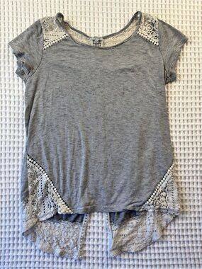 Kismet Striped Lace Crochet Boho Top Size Small